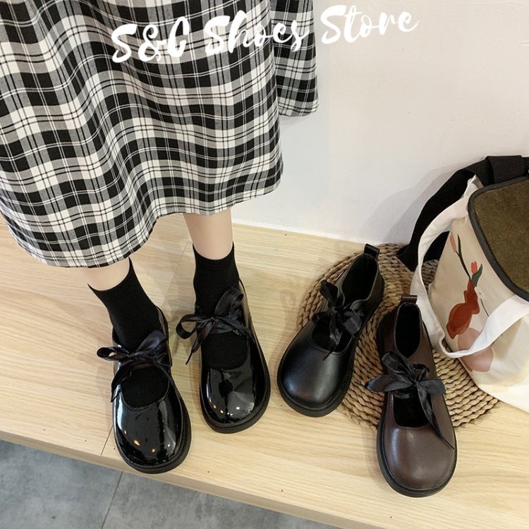 Tăng giá sau 100 đôi！！ Giày Mary Jane Da Cao 2CM Thắt Nơ Chất Lượng Cao Cho Nữ