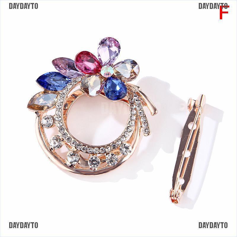Ghim Cài Áo Hình Vòng Hoa Đính Đá Nhiều Màu Thời Trang