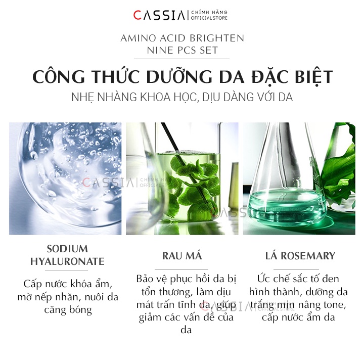 Bộ Chăm Sóc Da Dưỡng Ẩm Trắng Da Amino Acid, Sữa rửa mặt Toner Serum, Kem Dưỡng Chống Lão Hóa, Se Khít Lỗ Chân Lông