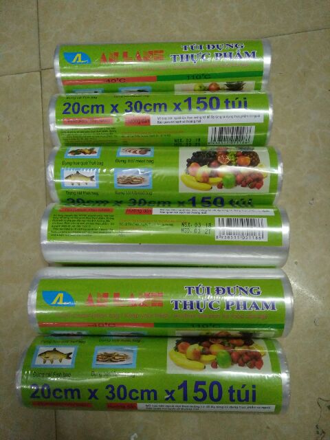 Combo 6 Cuộn Túi Đựng Thực Phẩm [150 TÚI/CUỘN] hàng công ty An Lành