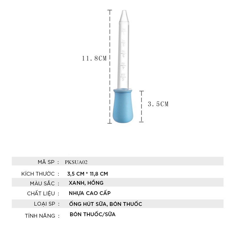 Ống bón sữa nhỏ thuốc cho bé không chịu bú bình an toàn chống sặc PKSUA02