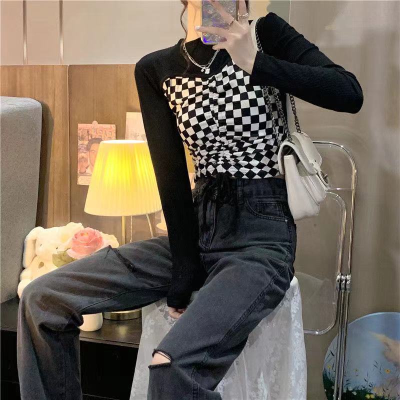 Two-piece t-shirt does not match, feels women's design, young people wear new autumn shirts, long and short sleeves, lower shirts.