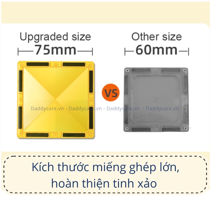 Xếp Hình Nam Châm Ánh Sáng Colorful Magnetic Tiles Mideer Daddycare, nam châm lắp ghép thông minh cho bé 3,4,5,6 tuổi