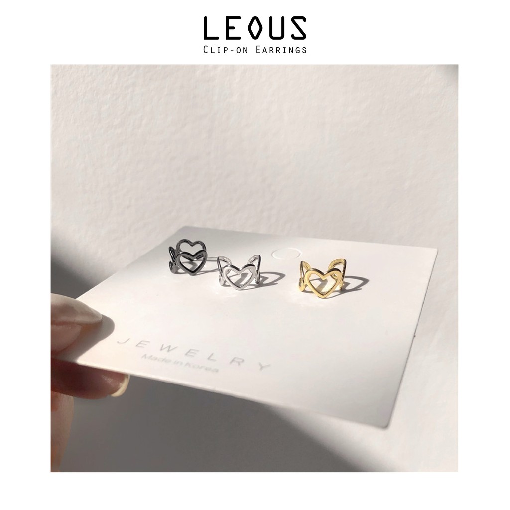 Khuyên tai kẹp vành một bên không bấm lỗ K043 bằng hợp kim phủ màu hình trái tim dáng ngắn (1 chiếc)