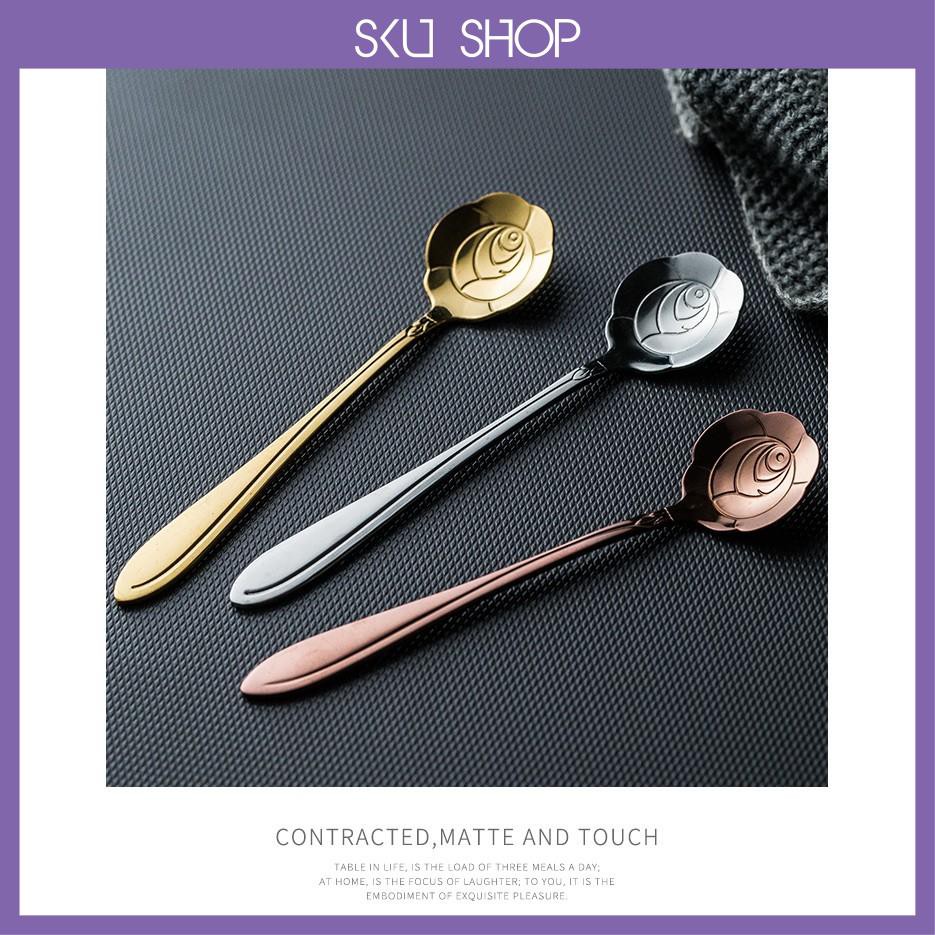Thìa inox mạ vàng PVD, thìa inox sakura hình hoa cách điệu | BigBuy360 - bigbuy360.vn