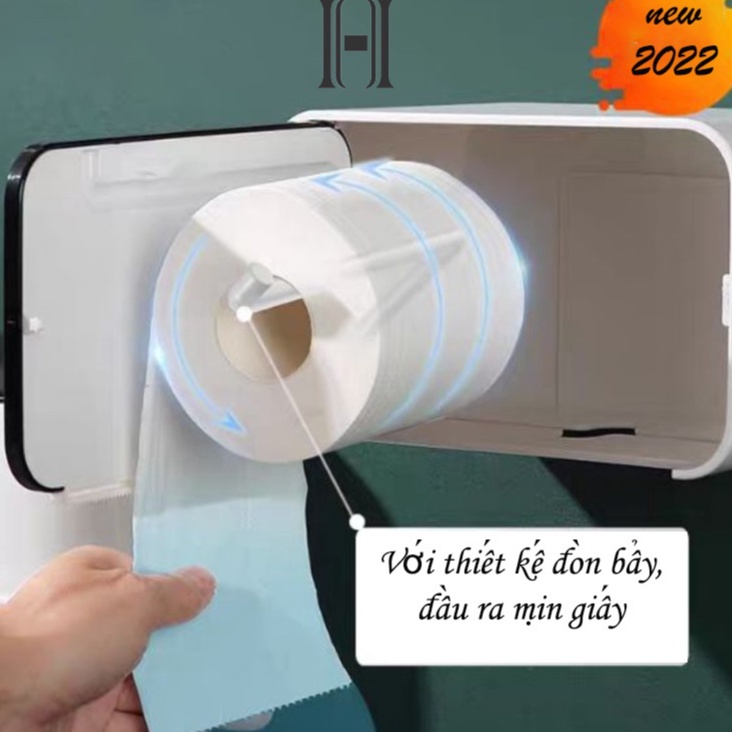Hộp đựng giấy vệ sinh HOHO Cao cấp, có thanh giữ xoay lõi giấy - Đẹp, sang trọng, chống nước.