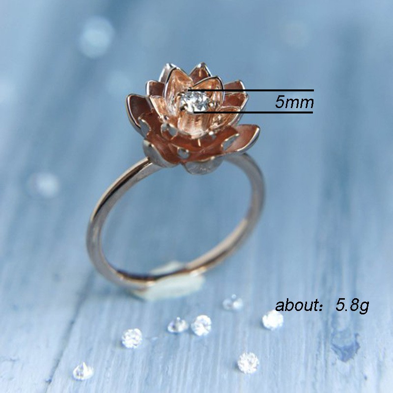 Japan and South Korea small fresh flower ring fashion ladies zircon ring