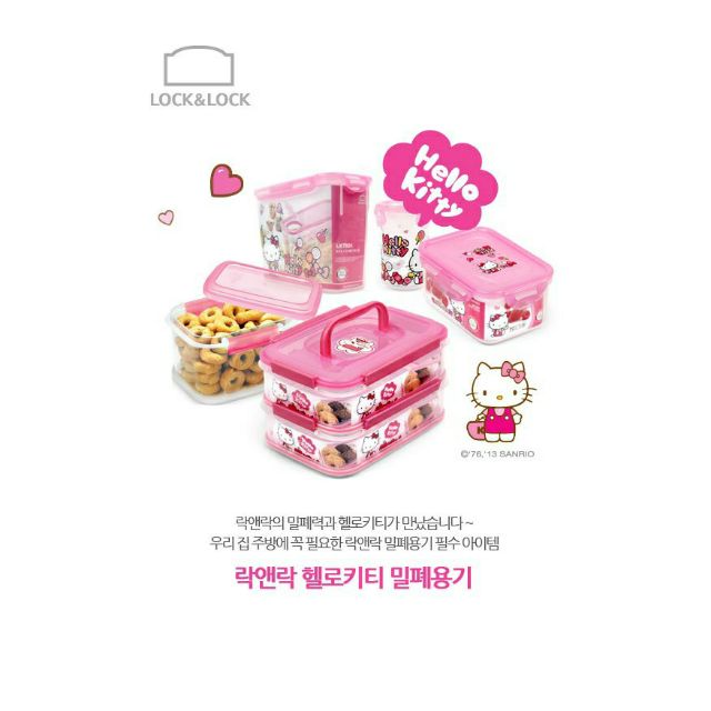 Hộp nhựa nhỏ đựng thực phẩm cho bé Lock&amp;Lock Hello Kitty 460ml LKT818