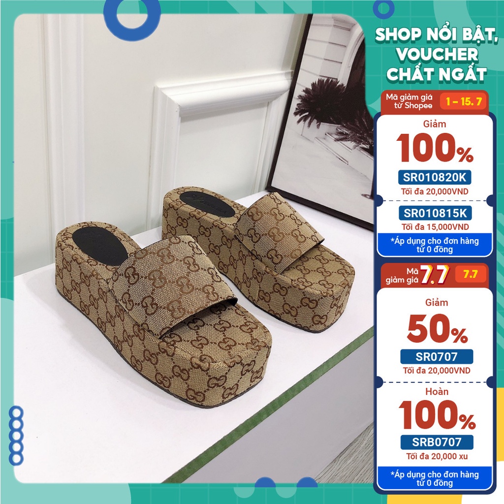 Dép Xuồng, Dép Đế Bánh Mì 7p  Bọc Full Canvas Quai Ngang GG Mềm Co Dãn Mang Êm Chân - Chị Chảnh Store