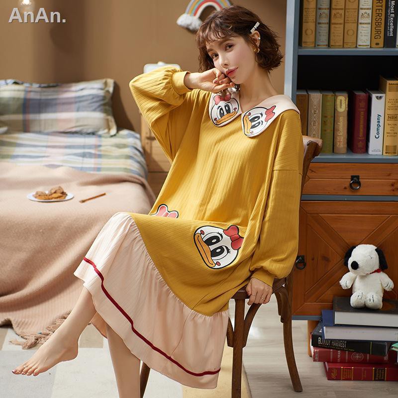 Đầm Ngủ Pajamas Cotton Dài Tay Cho Phụ Nữ Mang Thai