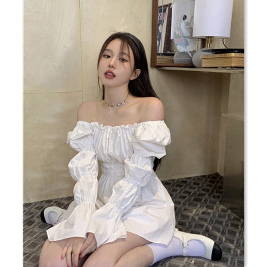 COZOK Đầm Dài Tay Hở Vai Form Ôm Kiểu Dáng Quyến Rũ