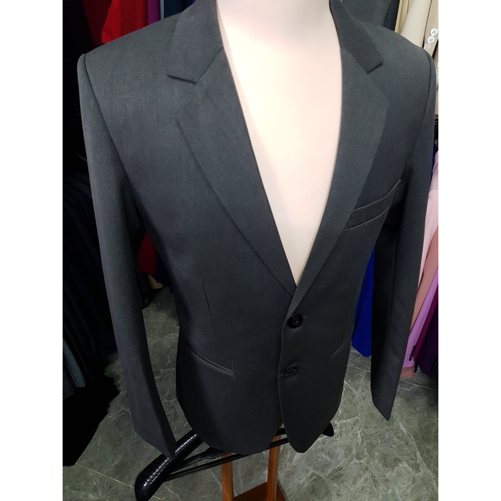 Áo vest nam form suông 2 nút trung niên màu xám đậm chất vải mềm mịn