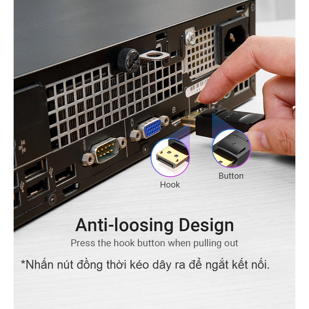 [Mini DP to DP] Cáp chuyển đổi 2 chiều Mini DP và DP 4K@60Hz Vention HAABG