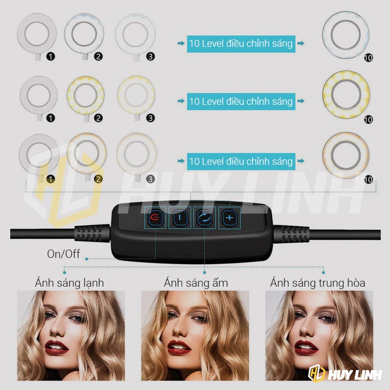 Đèn Livestream 16cm kèm chân Tripod để bàn Portable K315 Selfie Ring Light Kit - Có 3 chế độ sáng HL397