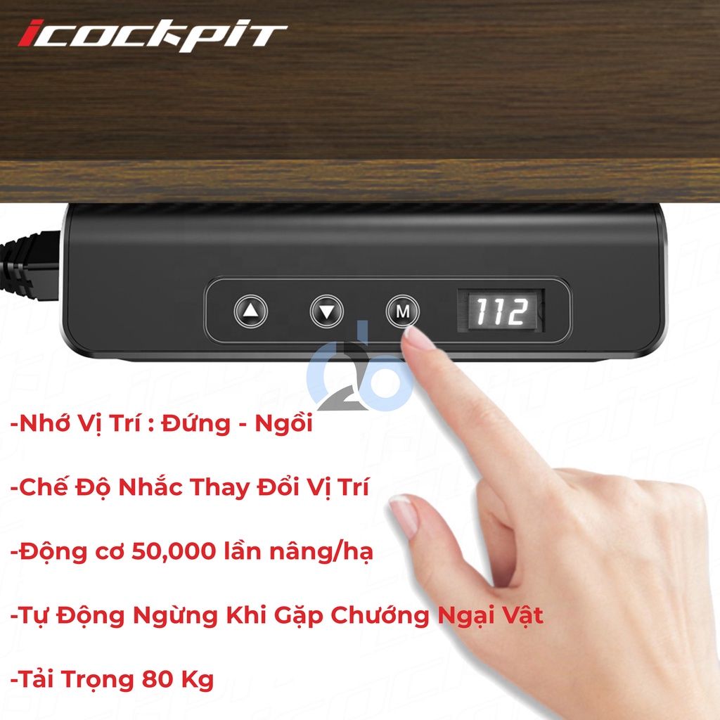 Bàn Nâng Hạ Chiều Cao iCockpit 1460, đã kèm mặt bàn. Bàn thông minh tăng giảm chiều cao