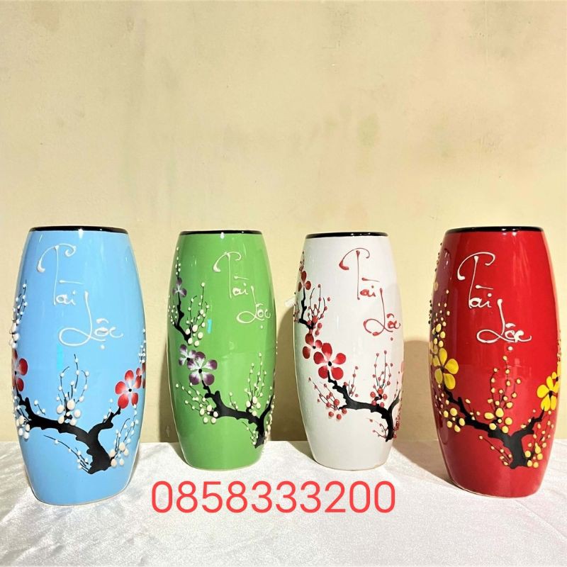 Lọ hoa tài lộc cao 32cm. Hàng sứ Bát Tràng