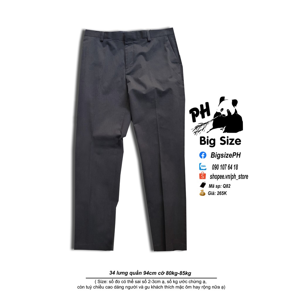 [Nowship/Grab] - [#Bigsize 80kg-85kg]- Quần Tây công sở ống suông vải kaki size 34- Q82