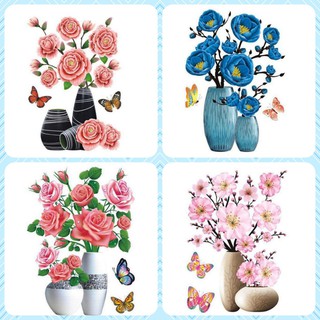DECAL dán tường, dán cửa, tủ, bàn học Bình hoa nổi 3D