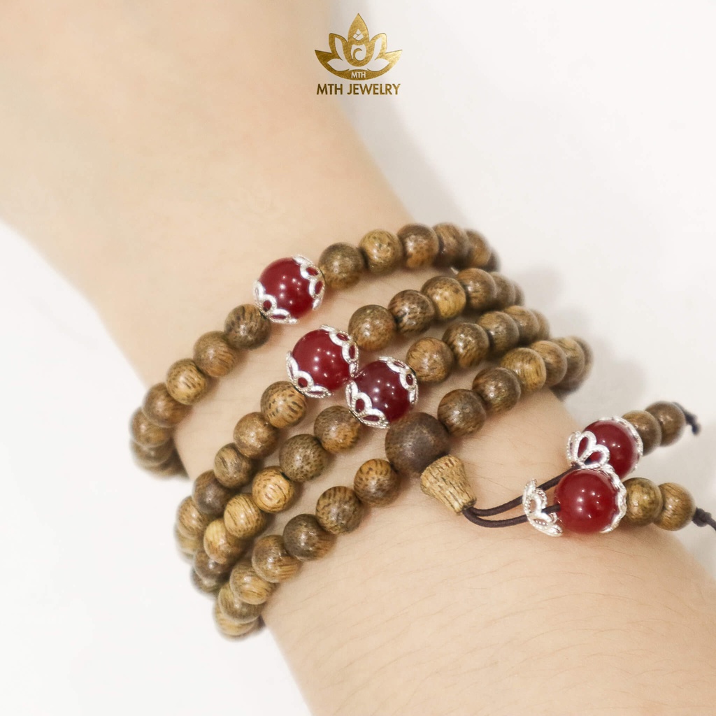 Vòng Tay Trầm Hương Ngũ Bảo Trợ Mệnh - Chuỗi Tràng Hạt 108 Mix Đá Theo Mệnh - MTH JEWELRY