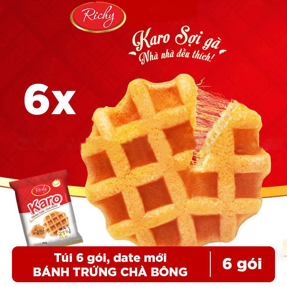 BÁNH TƯƠI RICHY KARO CHÀ BÔNG BỊCH 6 CÁI  - SỢI THỊT GÀ THƠM NGON