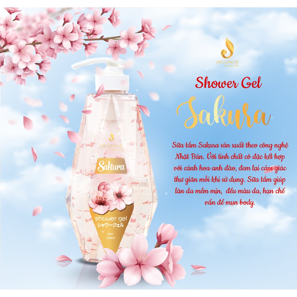 Sữa tắm hoa anh đào Sakura thơm mềm mịn quyến rũ 350ml