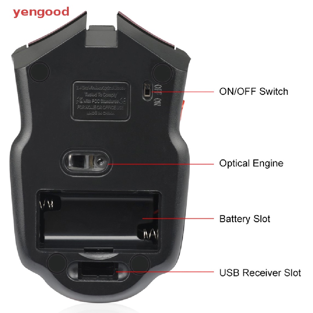 (YGD) Chuột Quang Không Dây 2.4G 6 Nút Bấm 1600DPI