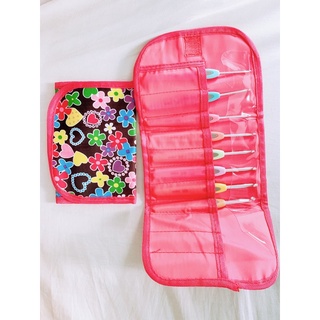 Bộ 8 kim móc len mô phỏng Clover, kèm ví đựng kim móc len