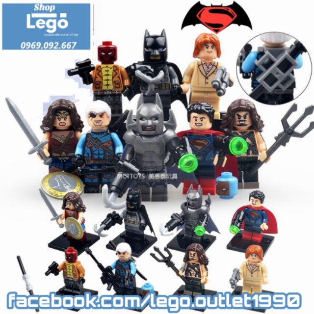 Xếp hình Justice League Batman - Wonder Woman - Luther - Deathstroke - Red Hood - Super man Lego Minifigures Xinh X0108
