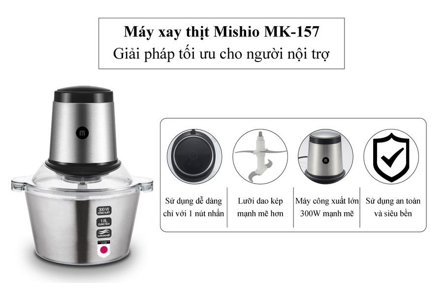 Thanh lý trưng bày - Máy xay thịt đa năng cối inox 1.8L motor đồng, chống quá nhiệt