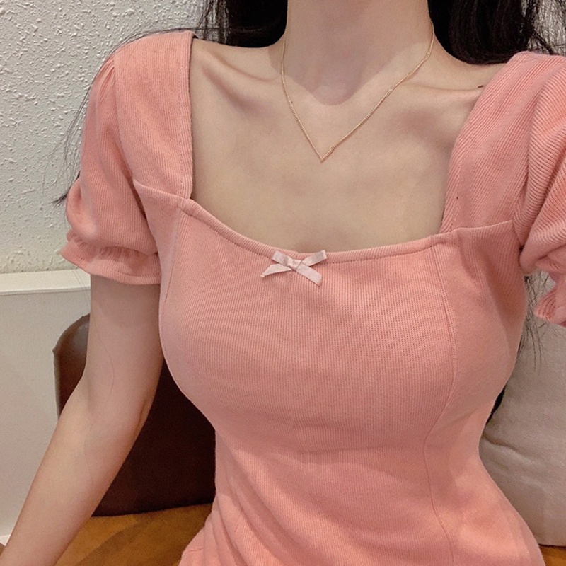 Đầm Mini Cổ Vuông Tay Phồng Ôm Dáng Thời Trang Dành Cho Nữ