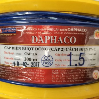 Dây Điện Đôi Mềm 2x1.5 Oval Dẹp Fadaco 2 Vỏ Bọc ( 1 met tới )