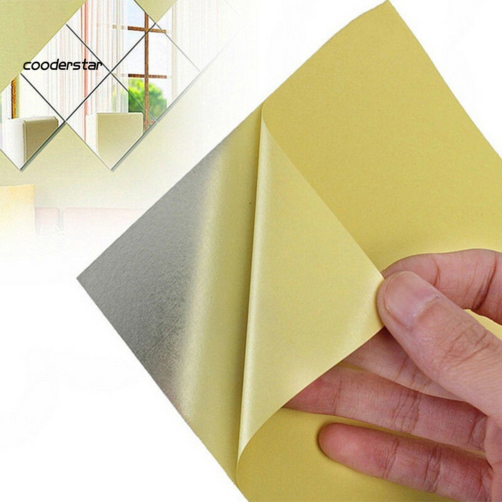 Set 9 miếng dán tường trang trí nhà tắm mặt tráng gương bằng PVC không thấm nước