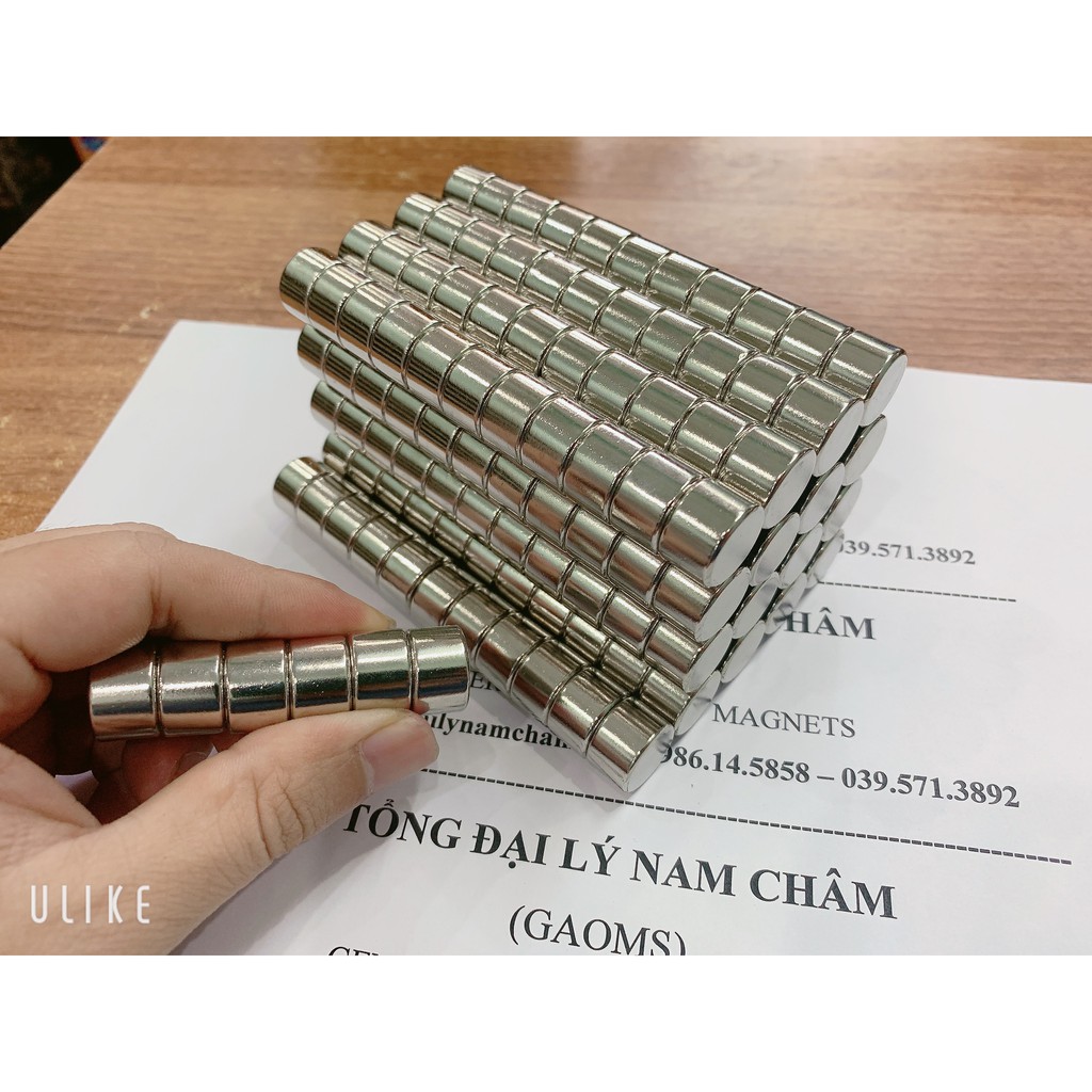 Nam châm viên 15x10mm, loại nam châm trắng đất hiếm lực hút siêu mạnh phi 15mm dày 10mm