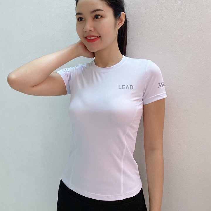 Áo nữ tập Gym, Yoga, Aerobic tay ngắn, chất thun 4 chiều - Lead lưới lưng