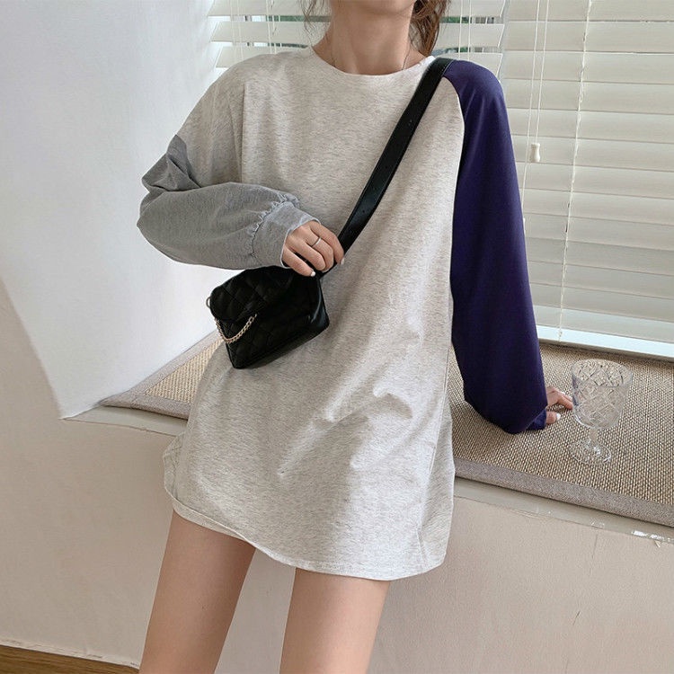Áo Thun Tay Dài Phối Màu Sắc Tương Phản Cá Tính 198524 Áo Nỉ Form Rộng Thời Trang Hàn Quốc Dễ Phối Đồ