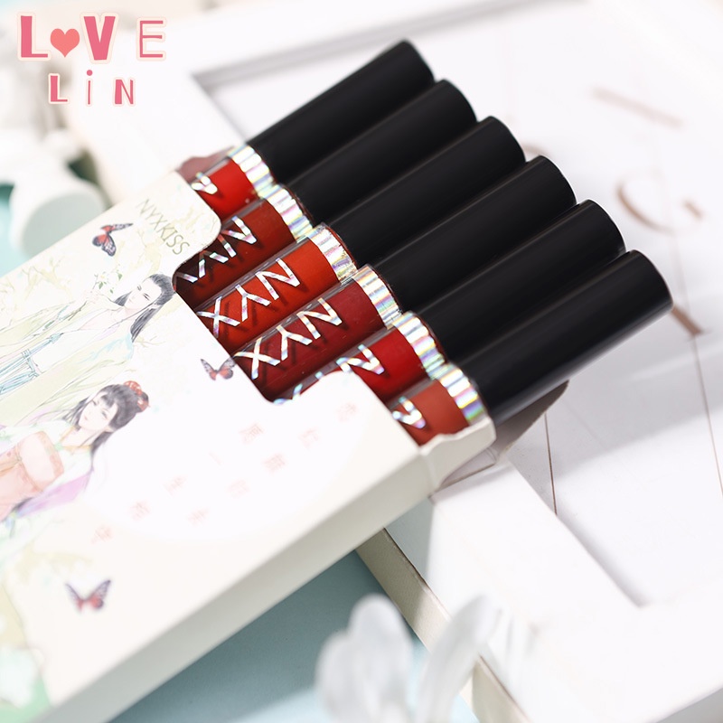 Set 6 Son Môi Lì Mịn Như Nhung Lâu Trôi Không Phai Và Không Dính Cốc Cao Cấp