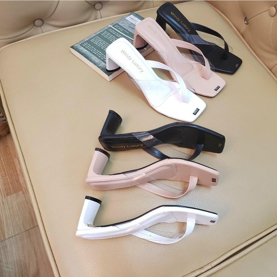 Guốc quai phối mika gót trụ siêu xinh cao 5p - q28