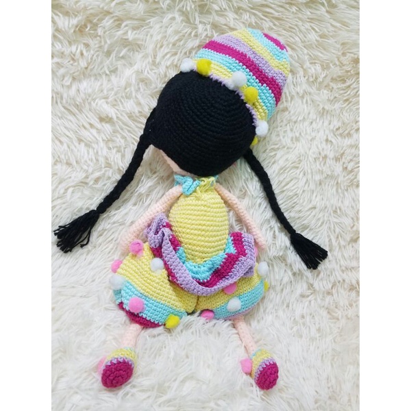 Gấu bông búp bê 55cm móc len handmade nhồi bông