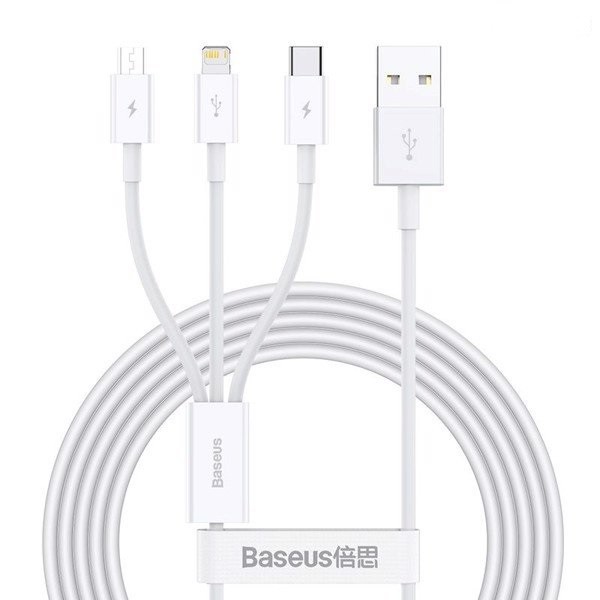 Cáp sạc 3 in 1 Baseus Superior Series ( Type-C+ Micro+ Lightning ), hỗ trợ sạc nhanh 3.5A và truyền dữ liệu, dài 1.5m