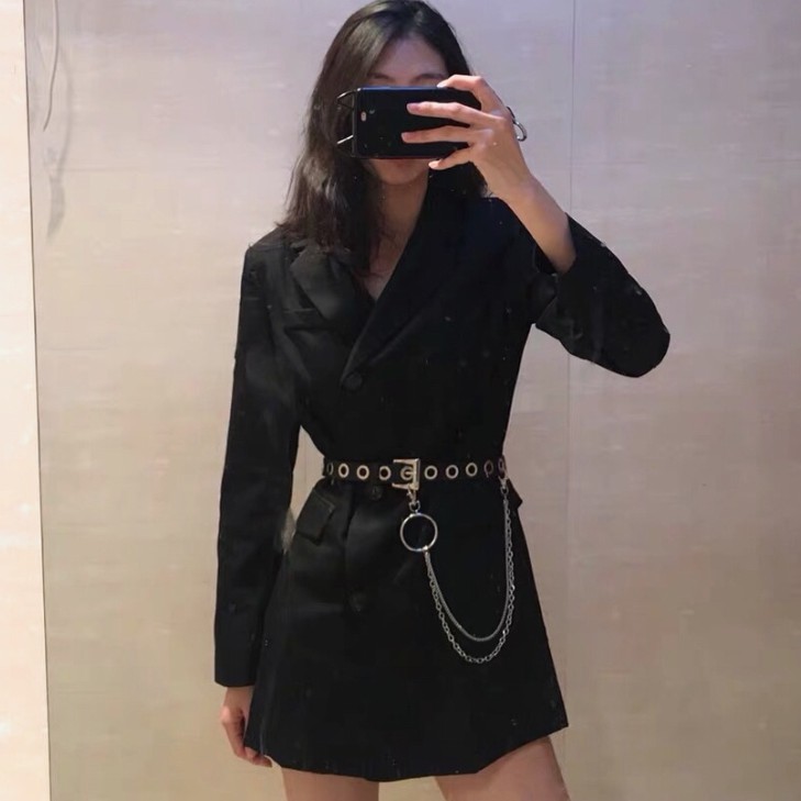 Street punk style trend all-match full hole belt accessories