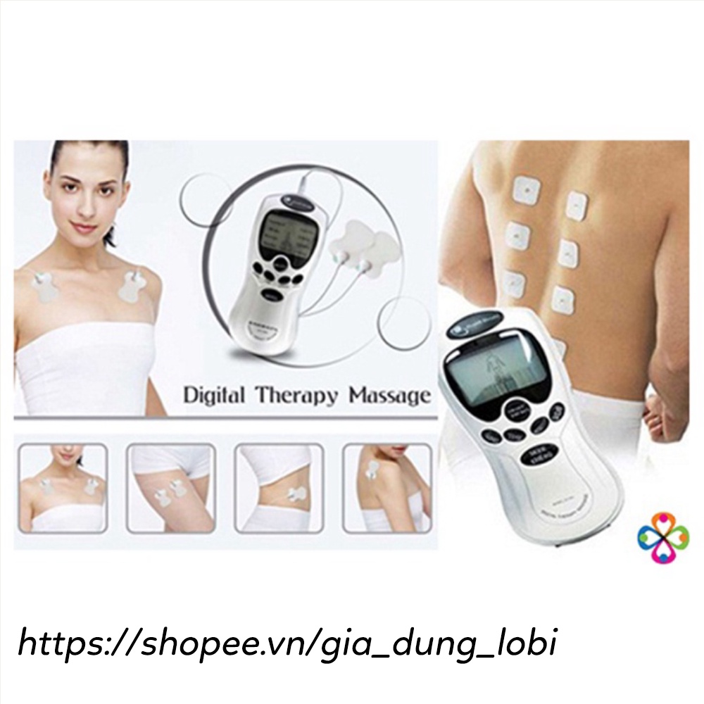 Máy massage xung điện Digital Therapy Machine SYK-208 kèm 4 miếng dán vật lý trị liệu mát xa châm cứu bấm huyệt cầm tay