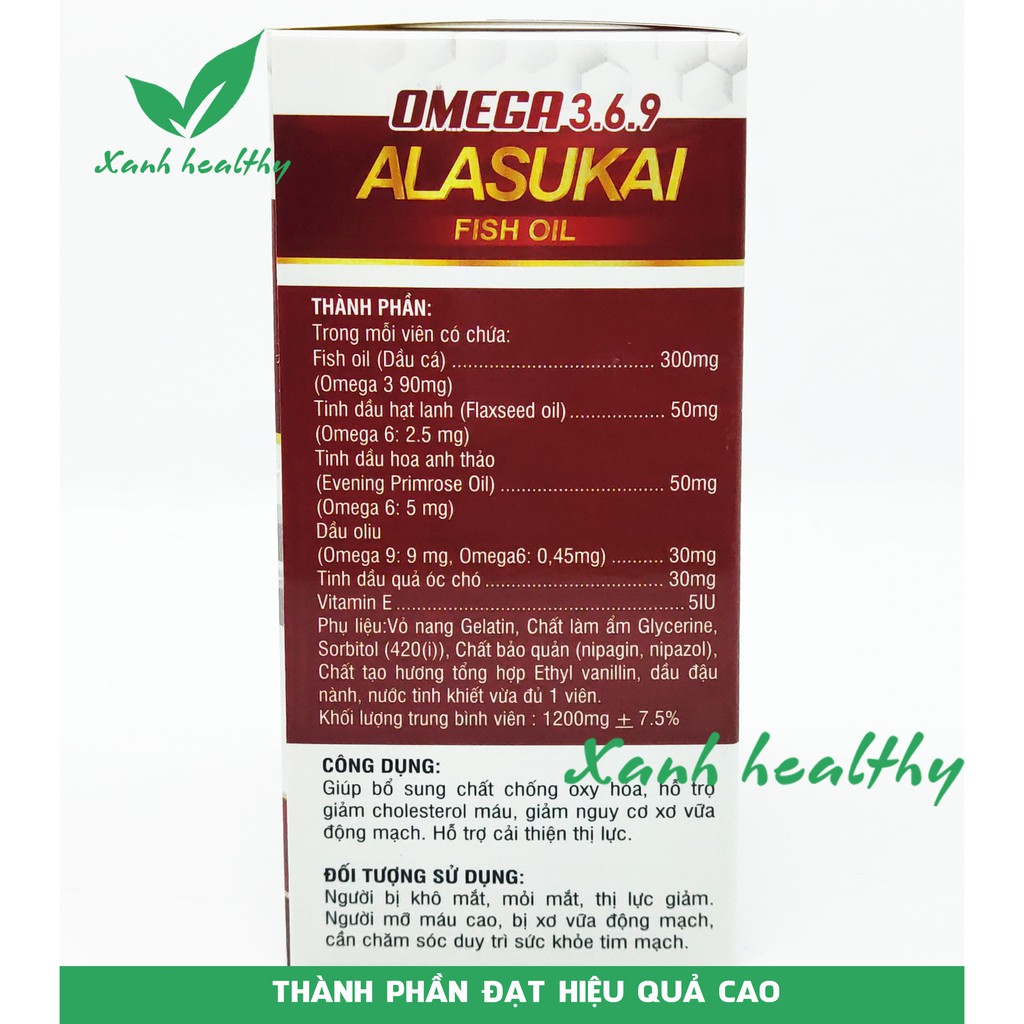 OMEGA 369 ALASUKAI FISH OIL - dầu cá, dầu hạt lanh, dầu hoa anh thảo - giúp giảm khô mỏi mắt, khỏe tim