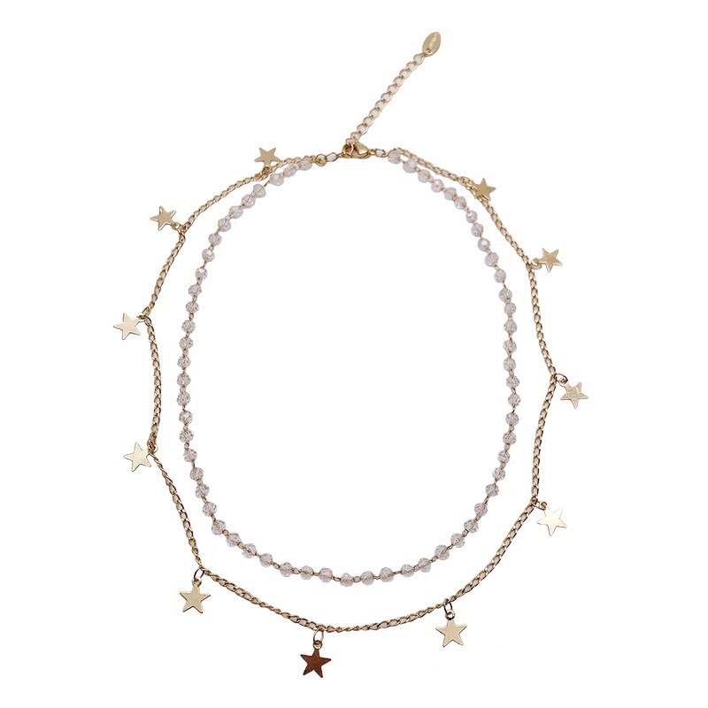 Ahellogirl Vòng cổ mặt ngôi sao đính đá sang trọng cho nữ