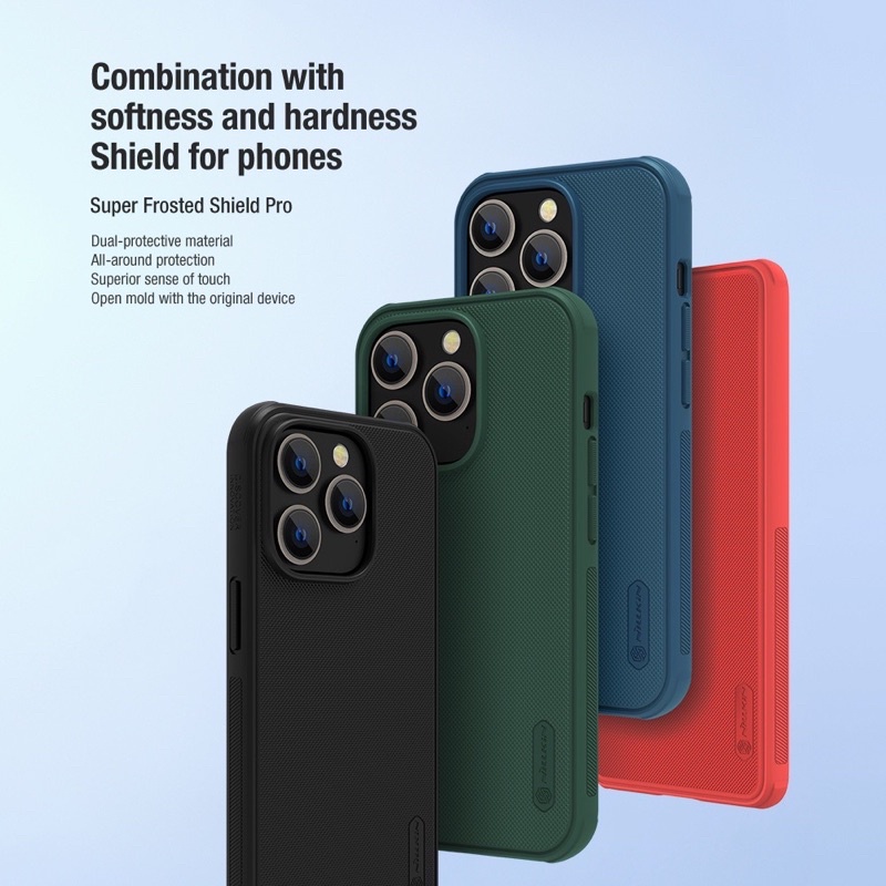 Ốp lưng Nillkin cứng sần viền dẻo cho iPhone 14 Pro Max Nillkin Spuer Fristed Shield Case chính hãng