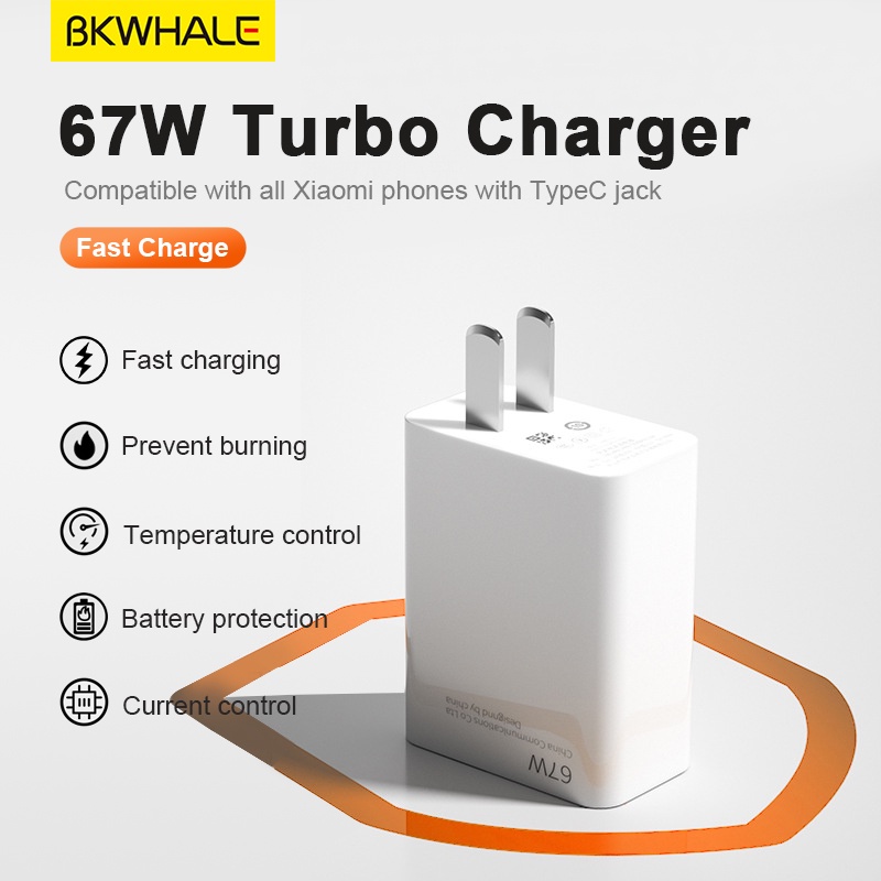Bkwhale 65w / 66w / 67w bộ sạc nhanh turbo super vooc charge charger falsh bộ chuyển đổi usb type c 6a cáp cho xiaomi 12 10 redmi note 10 11 pro huawei oppo