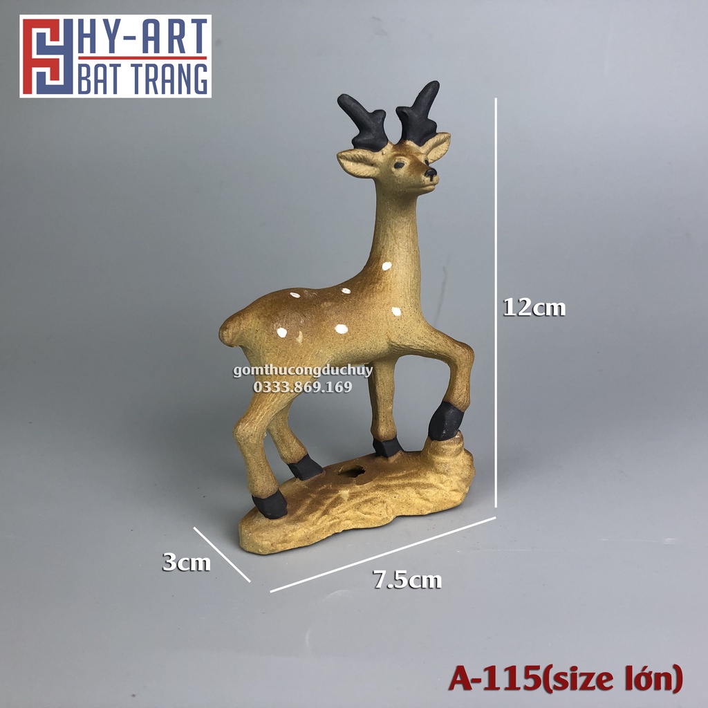 Tiểu cảnh hồ cá, bể cá cảnh, Tượng gốm con hươu nai mini trang trí hòn non bộ chậu cây bonsai