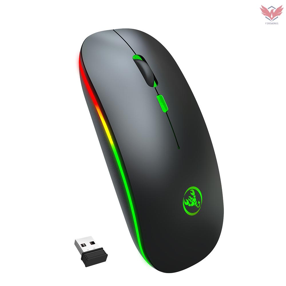 HXSJ T18 Dual Mode Mouse 2.4G Wireless Mouse BT Mouse Colorful Breathing Light Mute Mouse with Adjustable DPI for Laptop