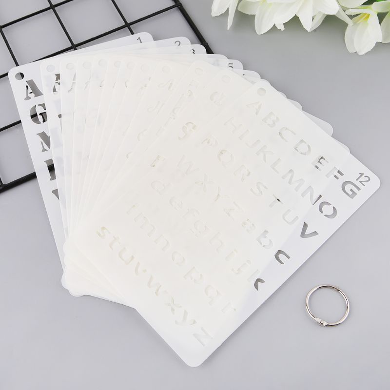 Bộ 12 Khuôn Nhựa Hình Chữ Cái Tiếng Anh Dùng Vẽ Tranh DIY Cho Bé