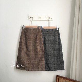 Chân váy dạ kẻ caro nhí dáng chữ A