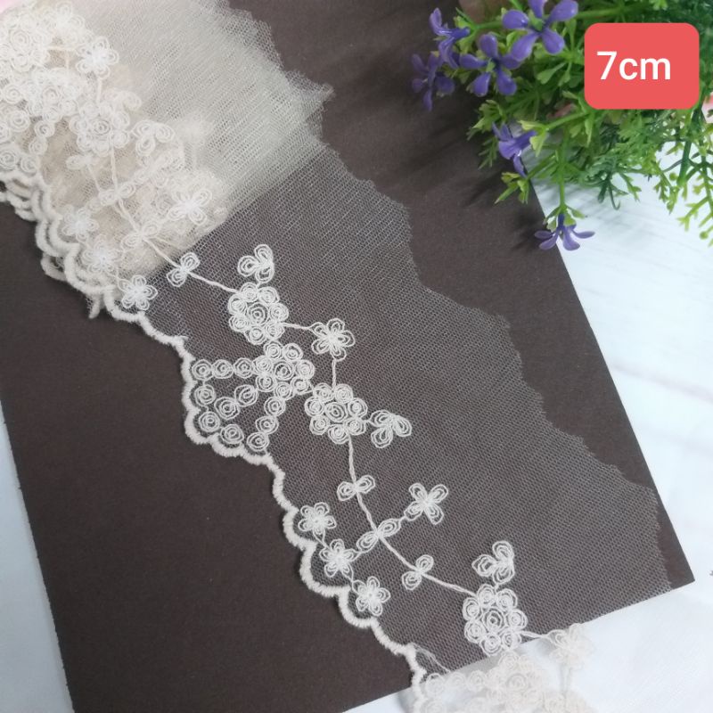 Ren lưới thêu trang trí, size 5.5cm và 7cm